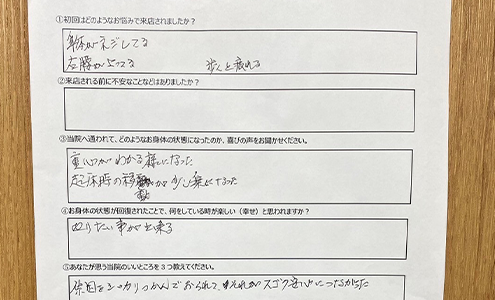 原因をしっかりつかんでおられて、それが凄く安心につながった。